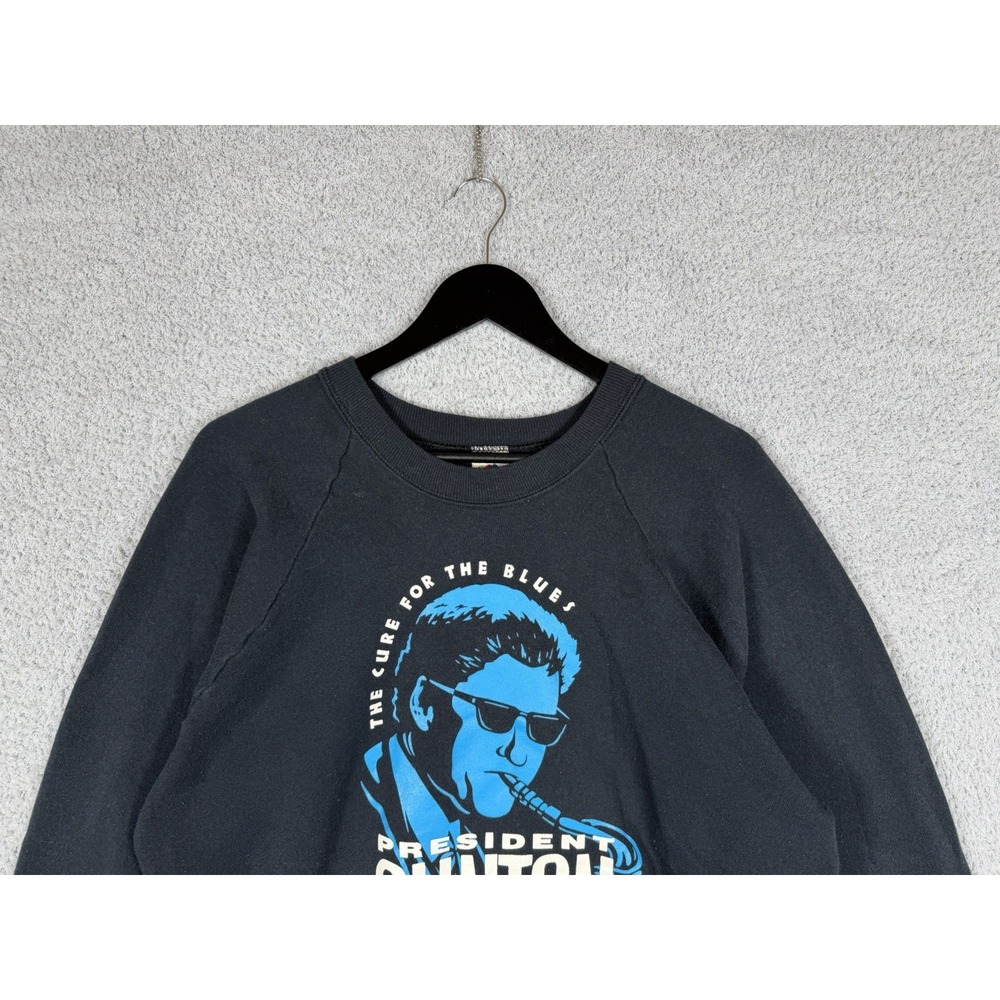 President Bill Clinton Saxophone Sweatshirt XL Black Vintage 1992 Cure For Blues - Picture 5 of 9